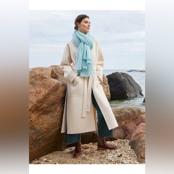 White+Warren cashmere travel wrap sea ice 4547T - Picture 2 of 4